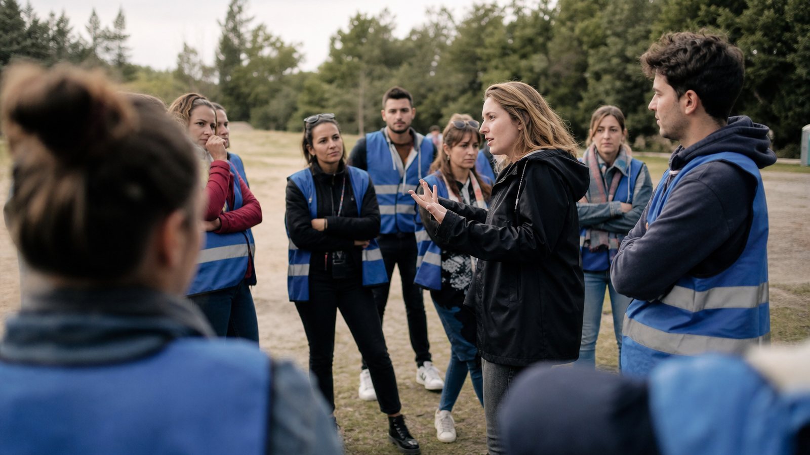 Organisateur comptant les postes et les créneaux à pourvoir devant le planning d'un festival